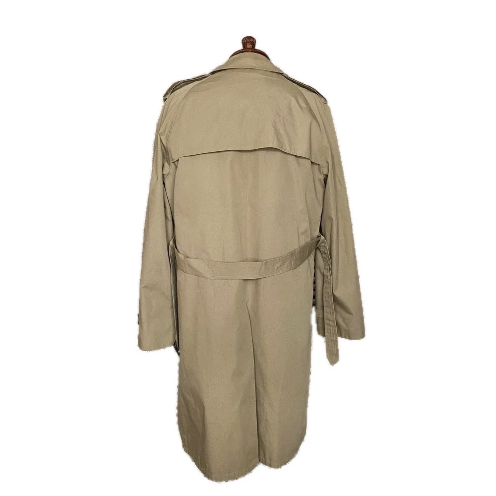 VTG Designer Trench Clarendon Cloth Tan Khaki Double Breasted Belted Coat Sz 42